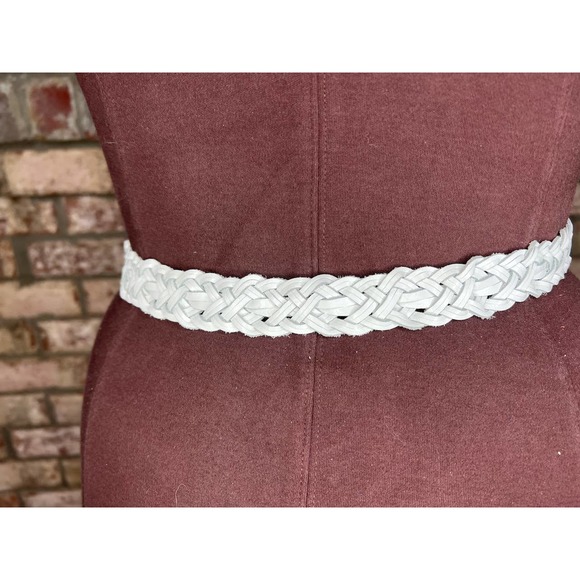 split leather belt white 1980s - Picture 5 of 9